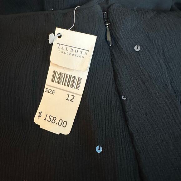 Talbots Black Silk Beaded Sequin Tiered Skirt NWT- 12 - Picture 6 of 10